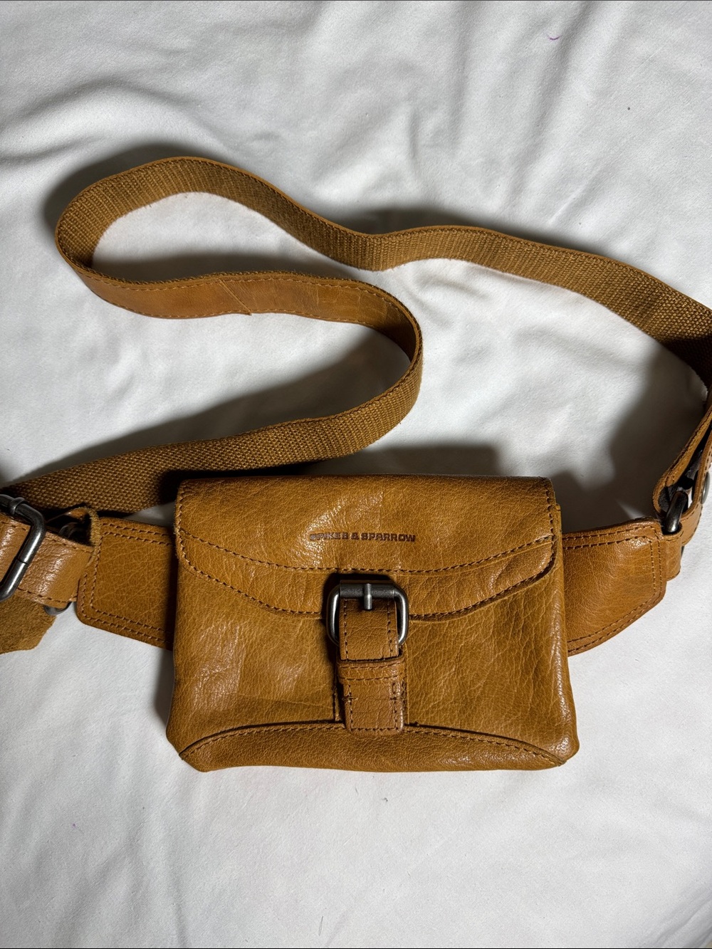 Spikes  & Sparrow Tan Leather Crossbody Belt Bag